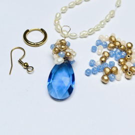 DIY pakket Wrapping drops, Blue (Goud of Zilver) incl. Tutorial