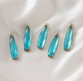 Rhinestone druppels Aqua blue, 2 stuks