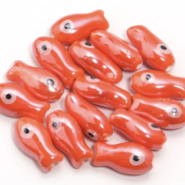 Orange-Red Fish 19x10mm, per stuk