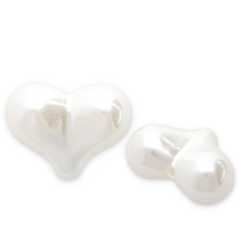 Imitatie zoetwaterparels hart White 16x21, per stuk