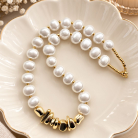 DIY pakket Imi parels & Gold stones ketting