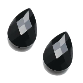 Glas facet druppel 18x13mm Black, 2 stuks