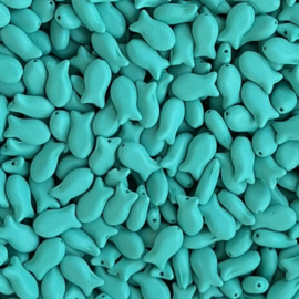 Fish beads Mat turquoise, 10 gram c.a. 40 st.