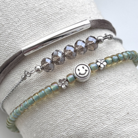 DIY pakket Topaz-Sea foam-Zilver-Smiley