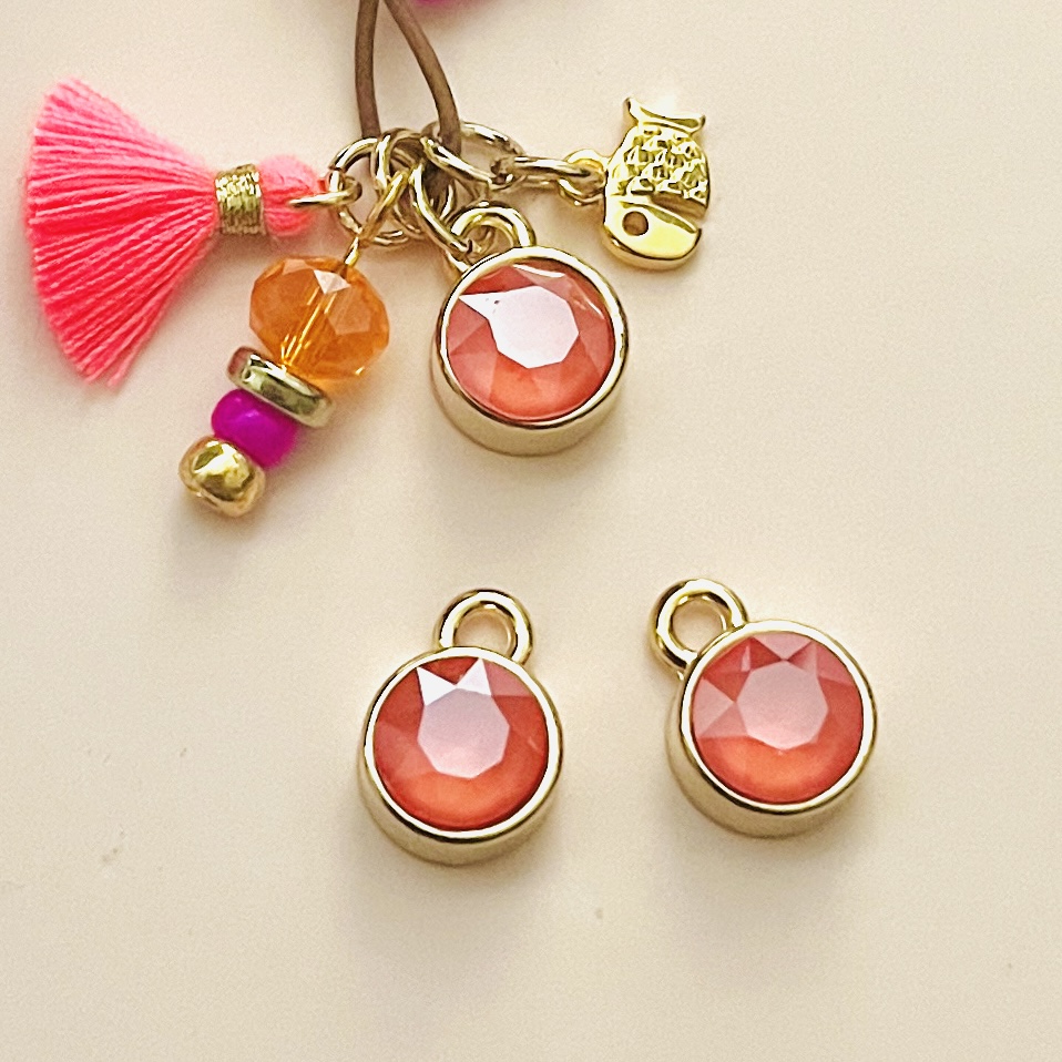 Metaal setting met Swarovski punt steen Coral-Goud, 1 stuk