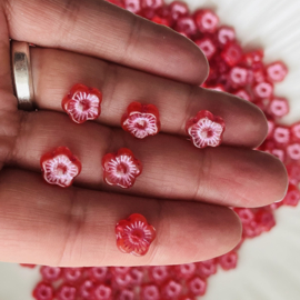 Sunset Flower Beads Red-Metallic Pink 10mm, 14 stuks
