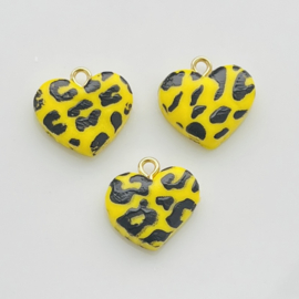 Bedels Leopard hard Yellow-Black polymeer klei, 1 stuk
