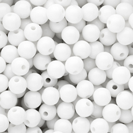 8 mm DQ acryl kralen shiny Snow white, per stuk