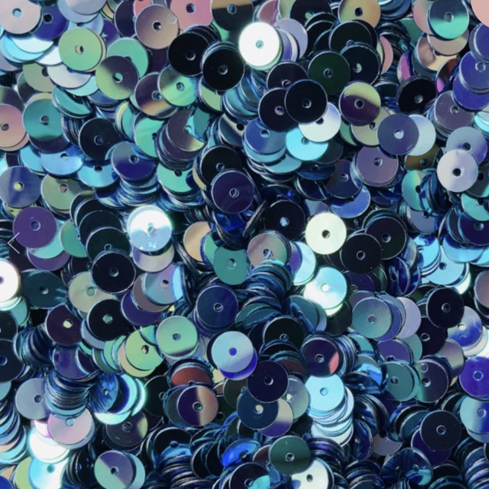 Pailletten Peacock Blue 5 & 8 mm, 20 stuks