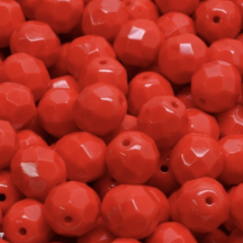 Firepolished Round Beads 8mm Red, 10 gr (c.a. 16 st.)