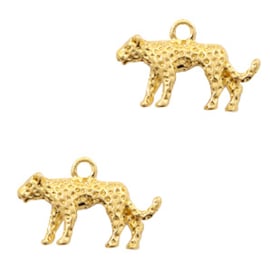 Basic Quality metalen bedels luipaard Goud (nikkelvrij), 1 stuk