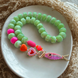 DIY pakket statement ketting + optie kralenvisje Pastel sorbet