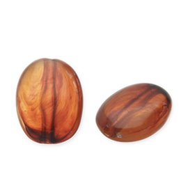 Acryl kralen ovaal Orange brown, per stuk