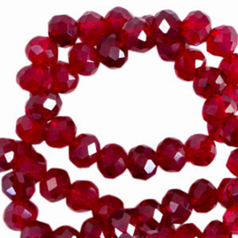 Facet kralen 8x6 mm disc Wine red-pearl shine coating, per stuk