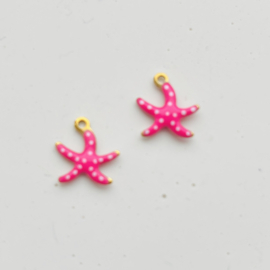 Bedels metaal zeester Dots Pink-gold, 1 stuk