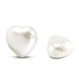 Imitatie zoetwaterparels Hart White, 10 stuks