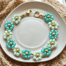 DIY Fleur armbandje Aqua LT/Jonquil-Milky peridot (Goud of Zilver), c.a. 6 armbandjes