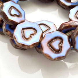 Heart 18 mm Valentine shine/old patina, 1 stuk