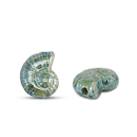 Keramiek kralen Schelp Sea green 23x18mm, per stuk