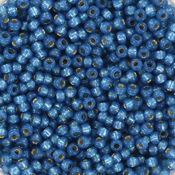 Miyuki rocailles 11/0 Silverlined alabaster dyed denim blue, 10 gram
