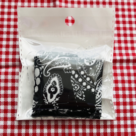 Bandana lint Paisley print Black-White, 3 meter aan 1 stuk