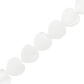 Natuursteen kralen hart White 10mm, 1 stuk