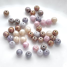 Round beads 6mm Opaque Luster Mix, 10 gram c.a. 37 st