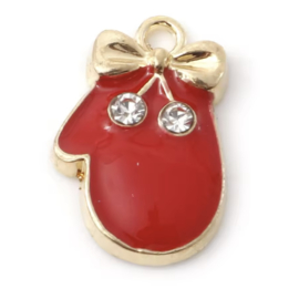 Bedels Xmas Glove Goud-Rood (nikkelvrij), 1 stuk