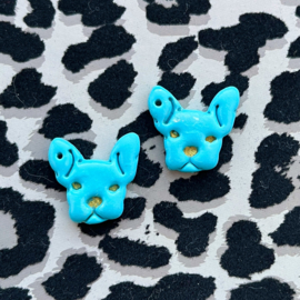 Bedels Frenchie Turquoise polymeer klei, 1 stuk