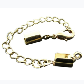 Setje leerklem 5mm-verleng-slotje 12mm Goud