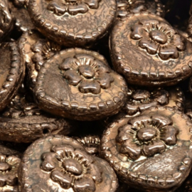 Heart kralen Metallic brown 17mm, 4 stuks
