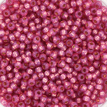 Miyuki rocailles 11/0 Silverlined alabaster dyed dark rose, 10 gram