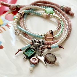Wikkel armband Zilver-Pastel