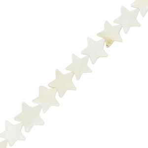 Schelp kralen ster Off white, per 5 stuks