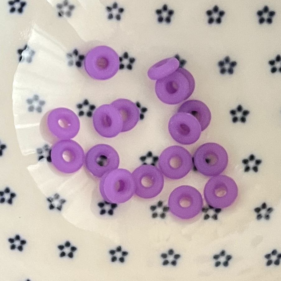 Rubber smart bead stopper Lila, per 5 stuks