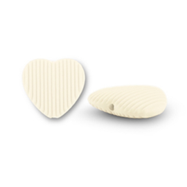 Acryl kralen hart Off white 22x23mm, 1 stuk