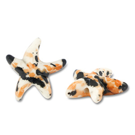 Keramiek zeester Off white-black-brown, per stuk