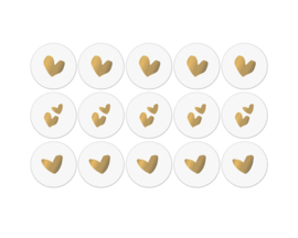 Cadeaustickers Solo Hearts met goudfolie Wit, 10 stuks
