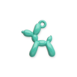 Bedels metaal ballon hond poedel Turquoise-green, 1 stuk