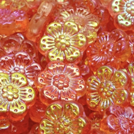 Boho Flower Beads AB Orange 14mm, 5 stuks