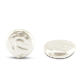 Imitatie zoetwaterparels coin White 12mm, per stuk