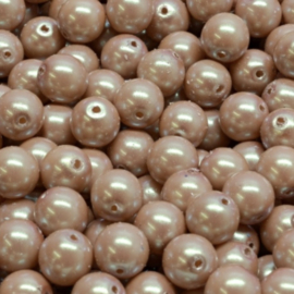 Round Druck Beads 6mm Metallic champagne, per 10 gr.
