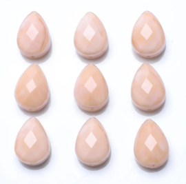 Glas facet druppel 18x13mm Nude, 2 stuks