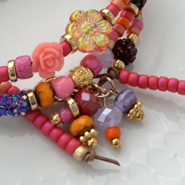 Wikkel armband leer Happy colors