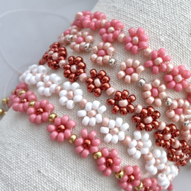 DIY box Fleurs, Guava-Tea Rose (Goud of Zilver), c.a. 15 armbandjes