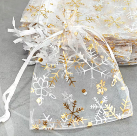 Sieraad zakje organza Off white-gold 10 st.
