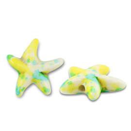 Keramiek zeester Off white-blue-yellow-green, per stuk