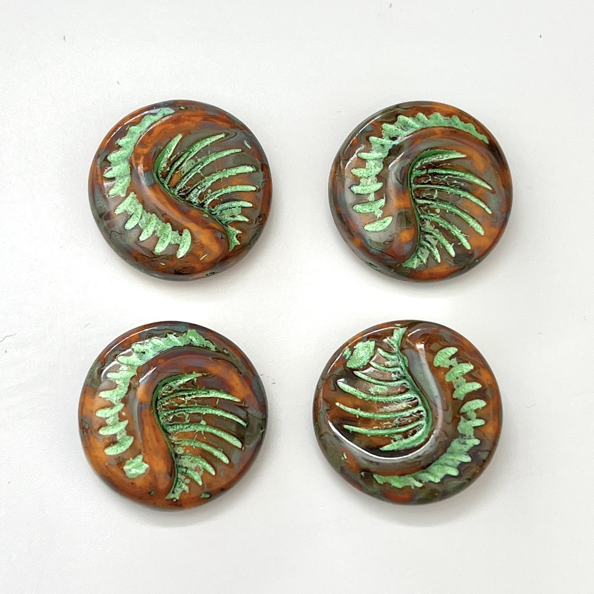 Fossil coin Red Brown - Green 19mm, 1 stuk