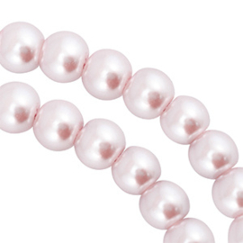Glasparels 8mm Light Pastel Pink, per stuk