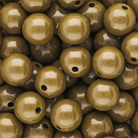 12 mm DQ acryl kralen shiny Wood thrush brown 17-1129 TCX, per stuk